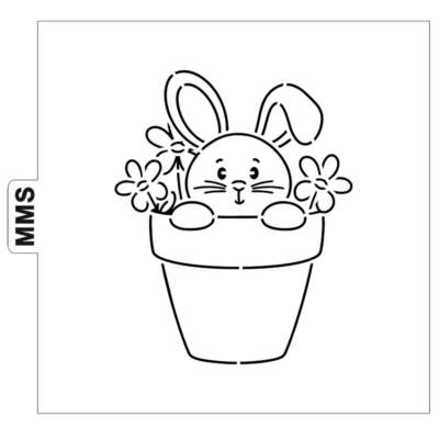 Pochoir lapin pot de fleurs