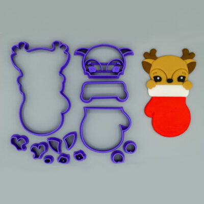 Emporte pièce en kit renne chaussette noel