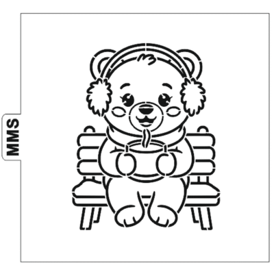 Pochoir PYO ourson assis banc